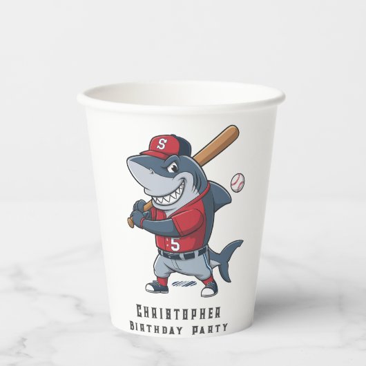 スラッガーシャーク誕生日バッシュ 紙コップ (正面)