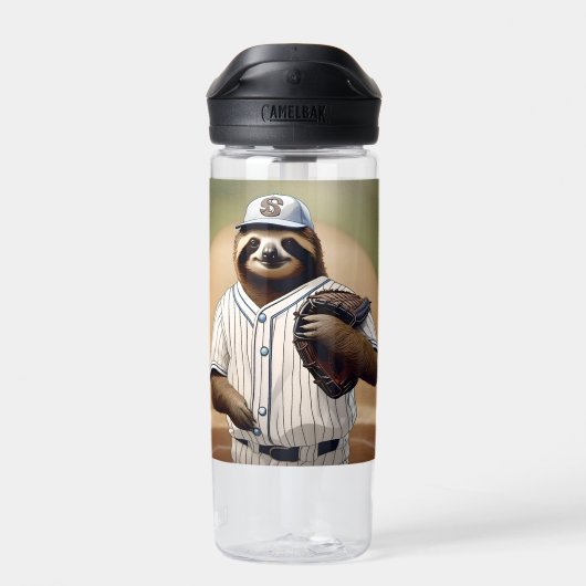 "スラッガースロース：プレートで遅く安定" ウォーターボトル (背面)