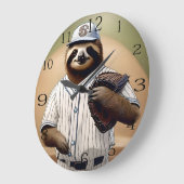 "スラッガースロース：プレートで遅く安定" ラージ壁時計 (傾斜)