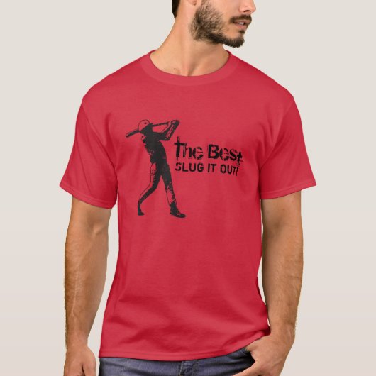 スラッガー野球選手 ブラックグランジ Tシャツ (正面)