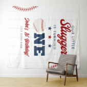 スラッガー野球1歳の誕生日写真背景 タペストリー (インサイチュ(横))