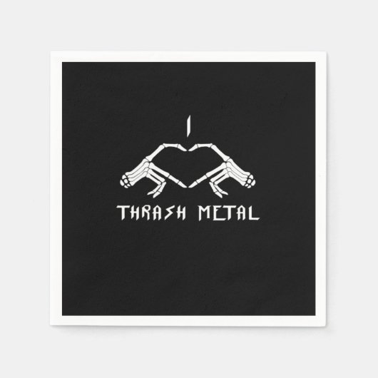 スラッシュスケルトンハンドクラシックハート スタンダードカクテルナプキン (正面)