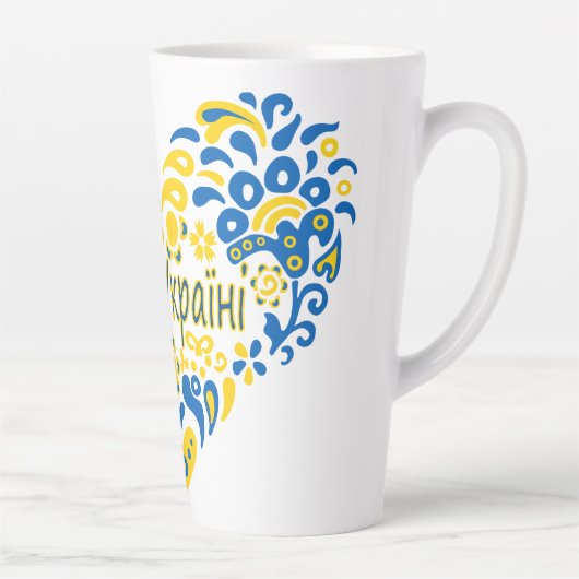 スラバウクレニグローリートゥウクライナビッグハート カフェラテマグ (右)