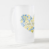 スラバウクレニグローリートゥウクライナビッグハート フロストグラスビールジョッキ (正面左)