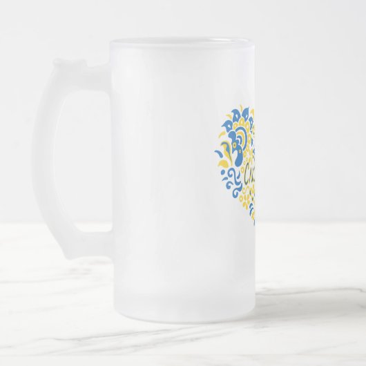スラバウクレニグローリートゥウクライナビッグハート フロストグラスビールジョッキ (左)