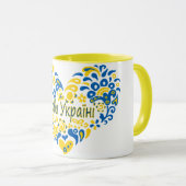 スラバウクレニグローリートゥウクライナビッグハート マグカップ (正面右)