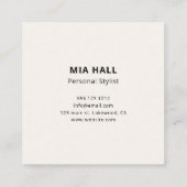 スラブはっきりしたミニマリストホワイトスクエアビジネスカード スクエア名刺 (裏面)