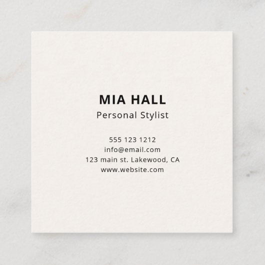 スラブはっきりしたミニマリストホワイトスクエアビジネスカード スクエア名刺 (裏面)