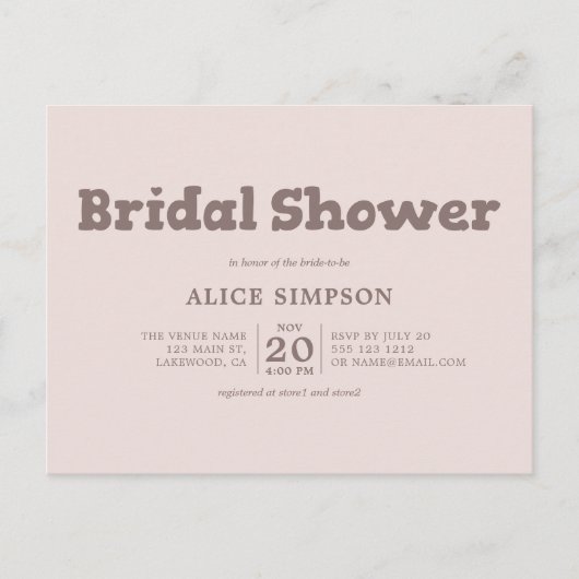 スラブよくはしゃぐはっきりしたベージュブライダルシャワー ポストカード (正面)