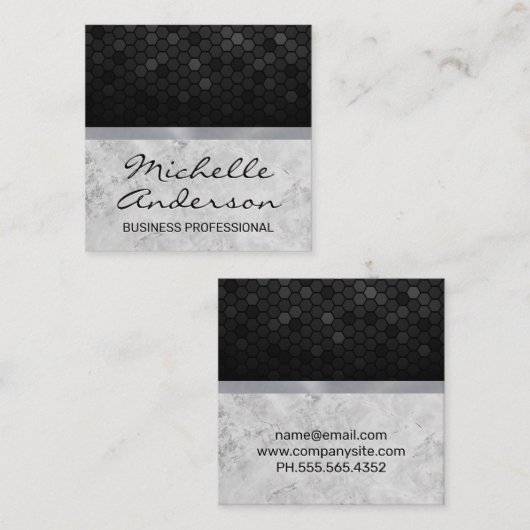 スラブ大理石 |幾何学模様の背景 スクエア名刺 (正面/裏面)