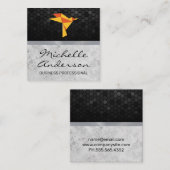 スラブ大理石 | 幾何学的な折り紙の鳥アイコン スクエア名刺 (正面/裏面)