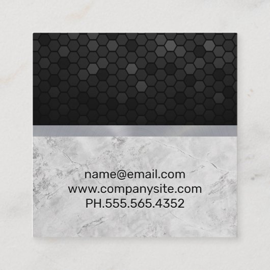 スラブ大理石 | 幾何学的な折り紙の鳥アイコン スクエア名刺 (裏面)