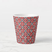 スラブ民族の刺繍、バルカン伝統 カフェラテマグ (正面)