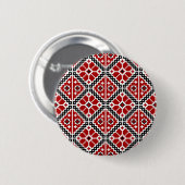 スラブ民族の刺繍、バルカン伝統 缶バッジ (正面&裏面)
