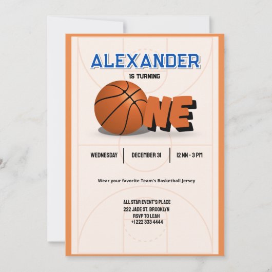 スラムダンクファースト誕生日バッシュ招待状 招待状 (正面)