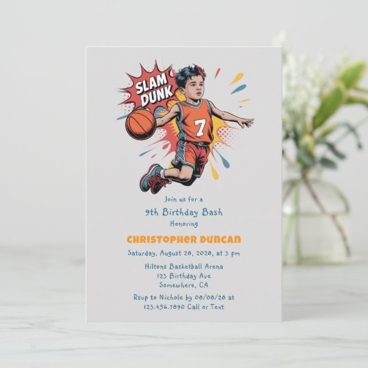 スラムダンク少年誕生日パーティー 招待状 (スタンド正面)
