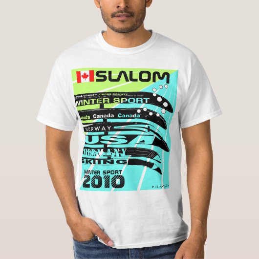 スラロームの冬季スポーツのSnowbladeのTシャツ Tシャツ (正面)