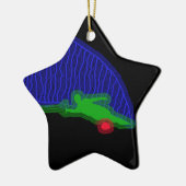 スラローム水スキーヤーのスプレー セラミックオーナメント (左)