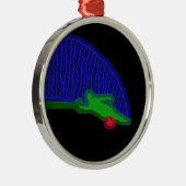 スラローム水スキーヤーのネオンのスプレー メタルオーナメント (右)