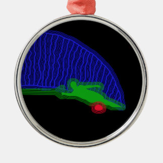 スラローム水スキーヤーのネオンのスプレー メタルオーナメント