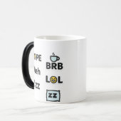 スラングおもしろいマグ – ノペ、メイ、BRB、LOL、Zzz モーフィングマグカップ (正面左)