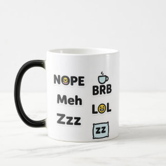 スラングおもしろいマグ – ノペ、メイ、BRB、LOL、Zzz モーフィングマグカップ