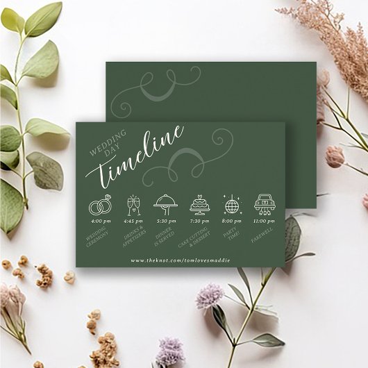 スラントエレガントスクリプト濃い緑のタイムラ結婚イン エンクロージャーカード