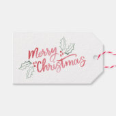 スラントスタイリッシュウォーター色メリークリスマスホリデー ギフトタグ (正面(横))