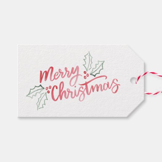 スラントスタイリッシュウォーター色メリークリスマスホリデー ギフトタグ (正面(横))