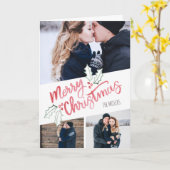 スラントスタイリッシュウォーター色メリークリスマス3 – 写真 カード (黄色い花)