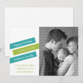 スラントモダンフォトホリデーカード(ティール（緑がかった色）/緑) シーズンカード (正面/裏面)