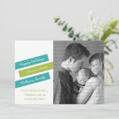 スラントモダンフォトホリデーカード(ティール（緑がかった色）/緑) シーズンカード (スタンド正面)