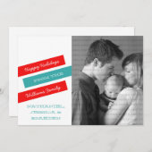 スラントモダンフォトホリデーカード（赤/アクア） シーズンカード (正面/裏面)