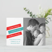 スラントモダンフォトホリデーカード（赤/アクア） シーズンカード (スタンド正面)