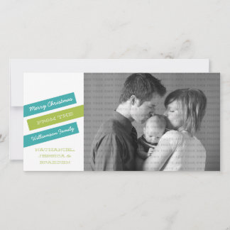 スラントモダンホリデーフォトカード(ティール（緑がかった色）/緑) シーズンカード