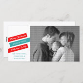 スラントモダンホリデーフォトカード(赤/アクア) シーズンカード (正面/裏面)