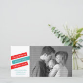 スラントモダンホリデーフォトカード(赤/アクア) シーズンカード (スタンド正面)