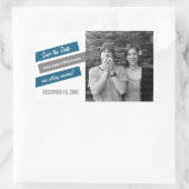 スラントモダン日付のシールを保存（青/灰色） 長方形シール (バッグ)