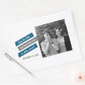 スラントモダン日付のシールを保存（青/灰色） 長方形シール (封筒)