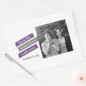 スラントモダン日付ステッカーの保存（紫/灰色） 長方形シール (封筒)