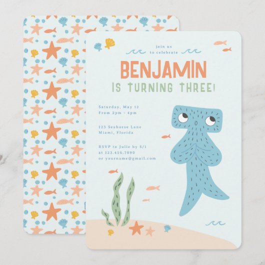 スランバーキンズ ハンマーヘッドの誕生日パーティー 招待状 (正面/裏面)