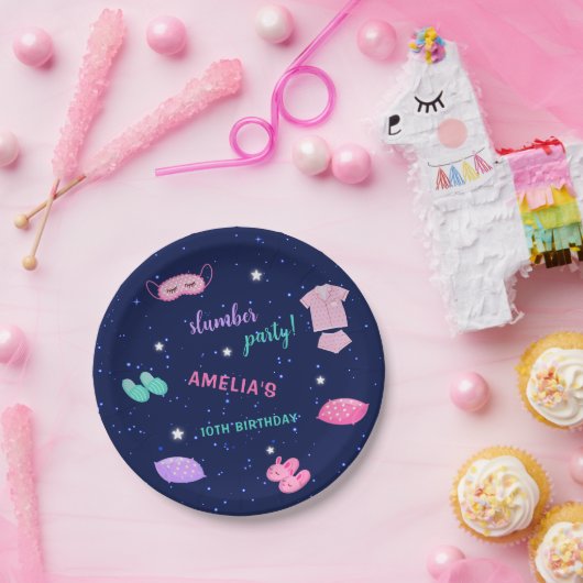 スランバースリーポバーバースデーパーティーピンクパープル ペーパープレート (パーティー)