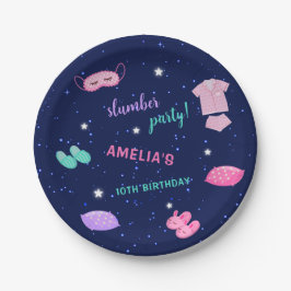 スランバースリーポバーバースデーパーティーピンクパープル ペーパープレート