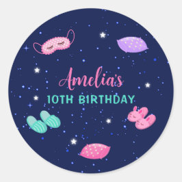 スランバースリーポバーパーティーピンクパープルスターズ ラウンドシール