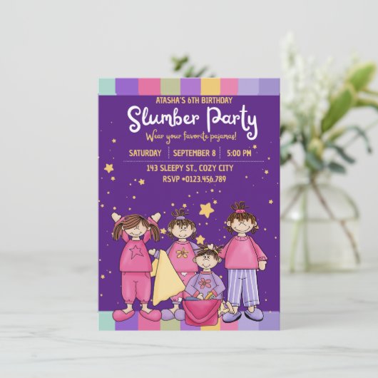 スランバーバースデーパーティー折り畳み招待状 招待状 (スタンド正面)