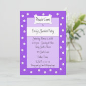 スランバーパーティの招待状キュートパープルベッド 招待状 (スタンド正面)