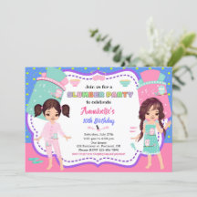 スランバーパーティの招待状スリーポバー誕生日招待状