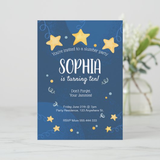 スランバーパーティの招待状スリーポバー誕生日 招待状 (スタンド正面)
