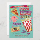 スランバーパーティの招待状ピザポップコーン招待状 招待状 (正面/裏面)