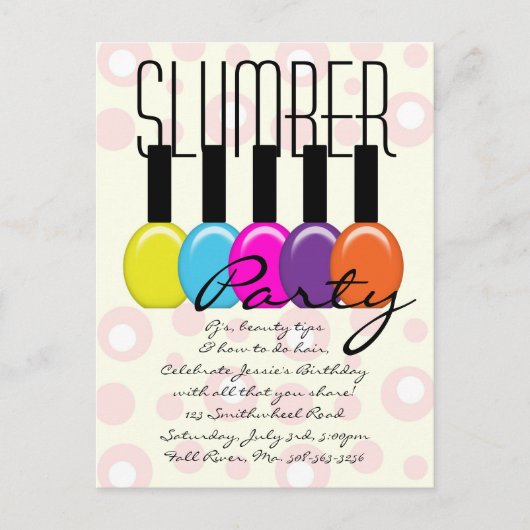 スランバーパーティの招待状 インビテーションポストカード (正面)